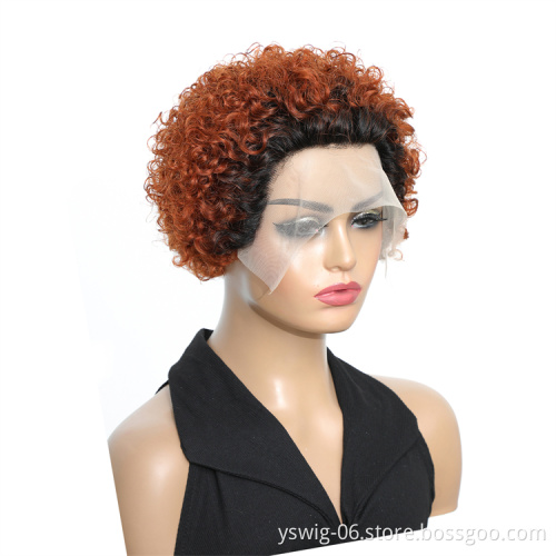 Wholesale Ombre 1B/350 Pixie Cut Human Hair wig 100% Peruvian Human Hair Short Lace Front Bob Wigs in Zurich for Black Women